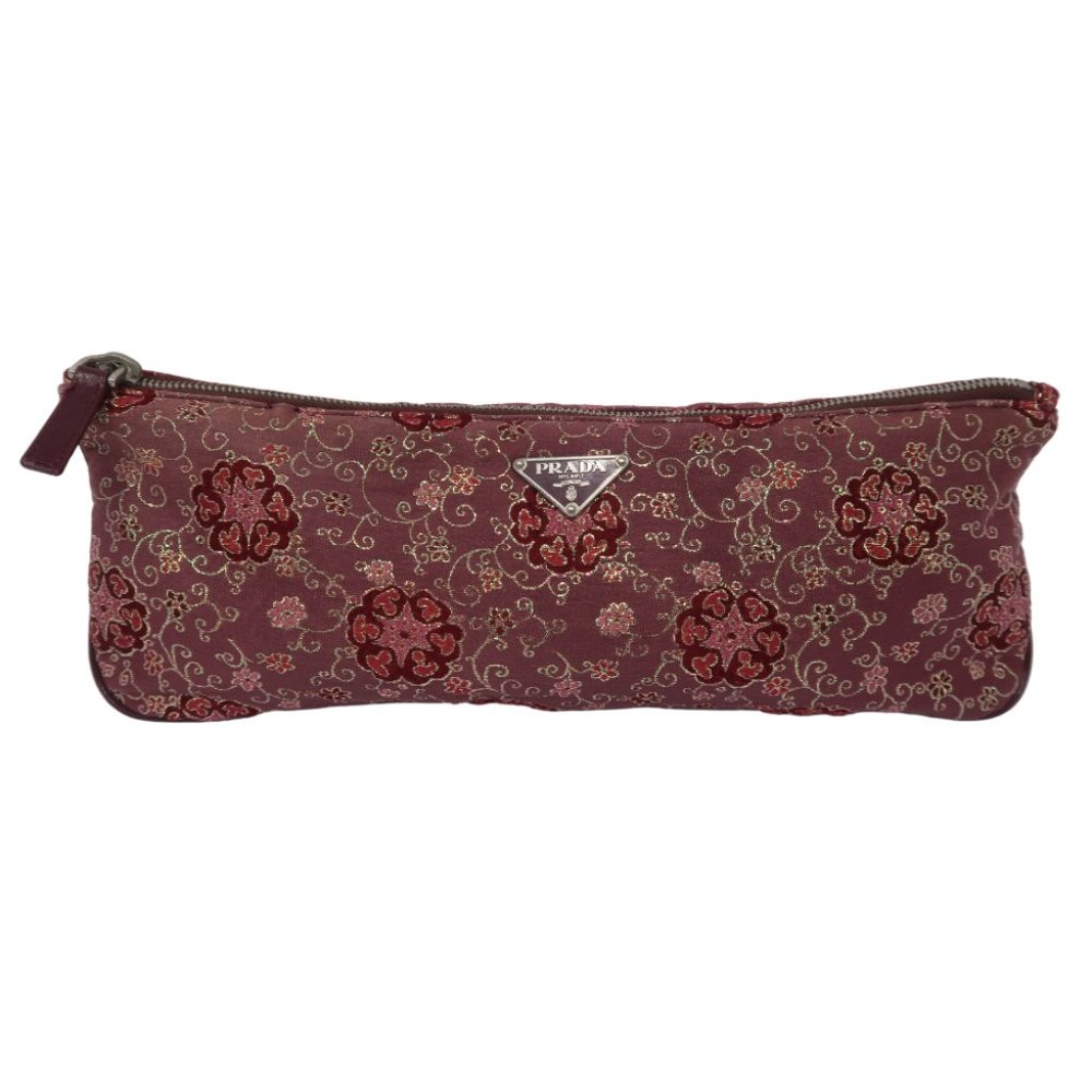 PRADA FLORAL EMBROIDERED PURPLE CLUTCH